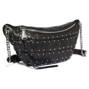 The Hug Convertible Leather Sling Bag - Black Geo Studs